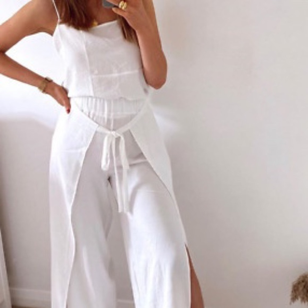 Zara White Wrap Style Pants Sz M